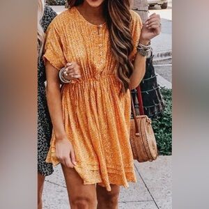 Free People - Floral Yellow Mini Dress